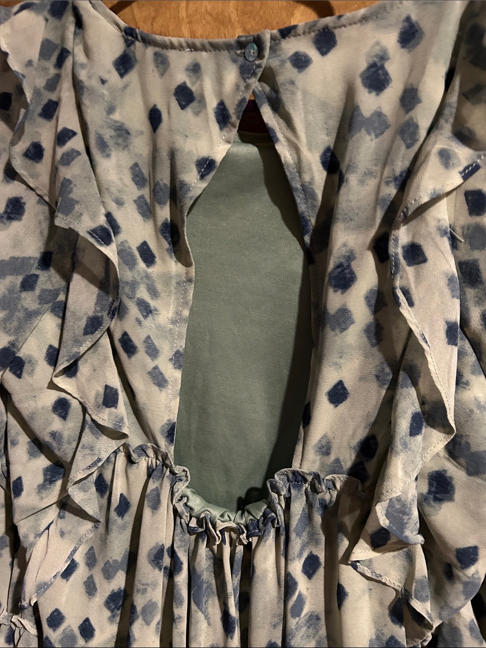 Blue Printed Ruffle Tiered Top - Excellent Condition. - Picture 4 of 6